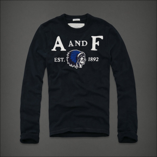 Abercrombie Fitch Hombres De Cuello Redondo Largo Remera AF5926